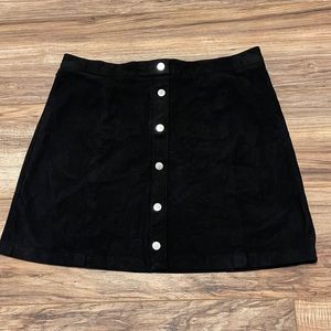H&M Faux Suede Black Mini Skirt Buttons Size 12